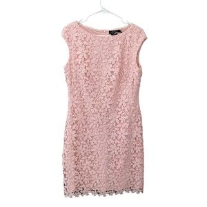 Lauren Ralph Lauren Pink Lace Overlay Sheath Dress Size 12